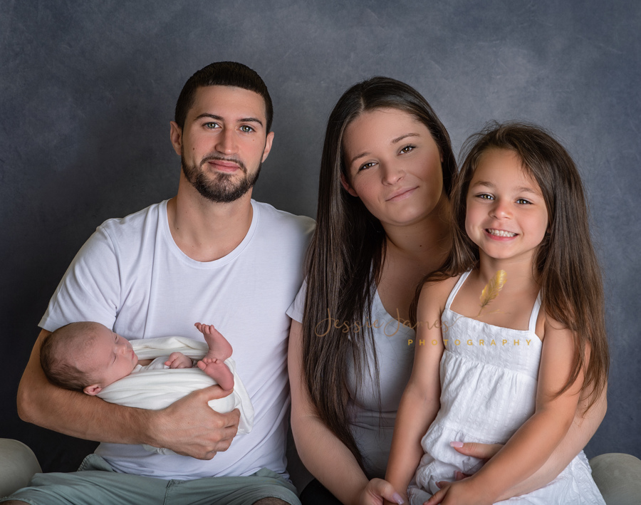 family portrait with baby boy, family portrait with mom and dad and sister, family photo, newborn portrait